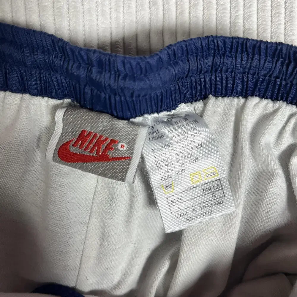 Vintage Nike Pants Mens Large Blue Woven Track Elastic Waist Swoosh Lined Cuffed